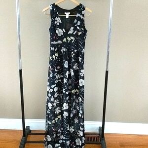 H&M Black Dress Floral Psychedelic Magic Mushrooms